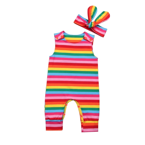 Unique Rainbow Romper 2Pcs Newborn Baby Girls