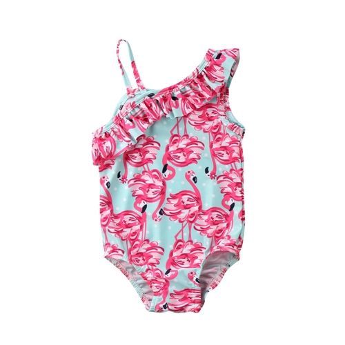 Baby Girls Off shoulder Flamingos One piece