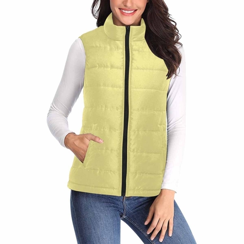 Womens Puffer Vest Jacket / Khaki Yellow