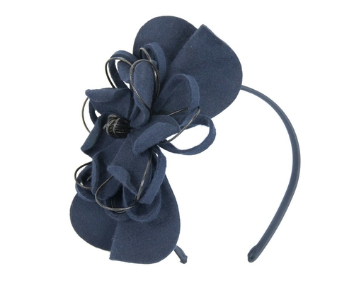 Navy felt flower racing fascinator