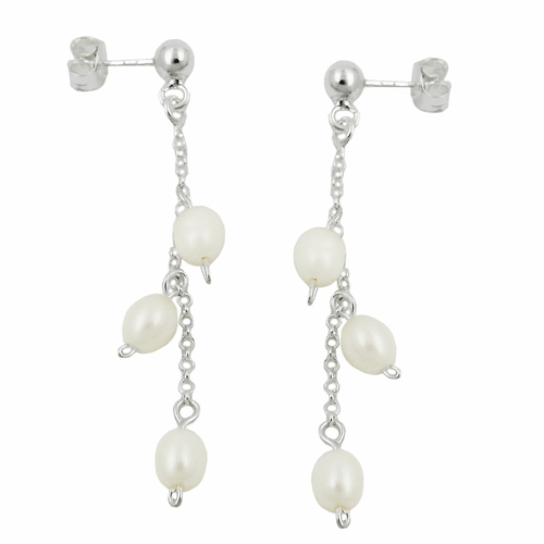 earring pearls on chain silver 925