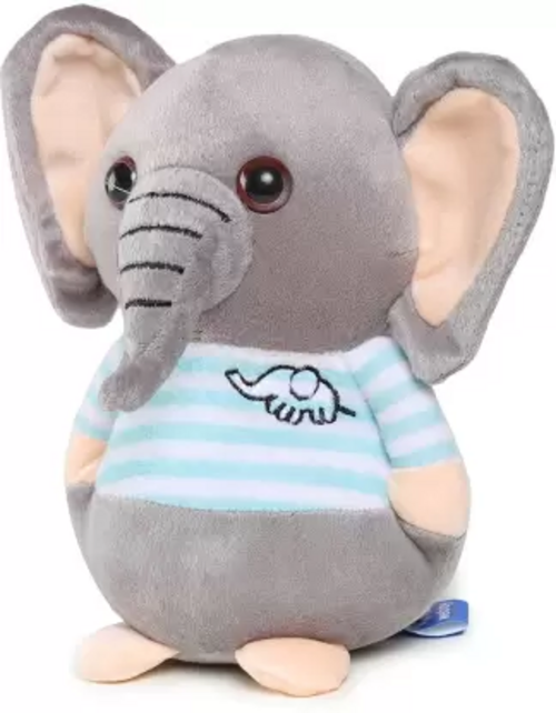 Soft Animal Plush Elephant Toy - 20 cm  (Grey and Blue)