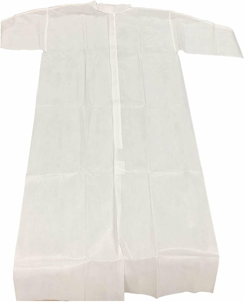 Pack of 30 White Disposable Polypropylene Frocks Medium Size. Zipper