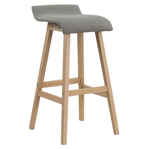 2X Wooden Bar Stools Padded Fabric Seat Dining Chair Cream