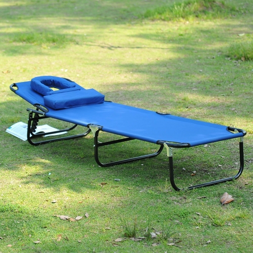 Outsunny Adjustable Portable Garden Beach Sun Lounger Chair Bed with