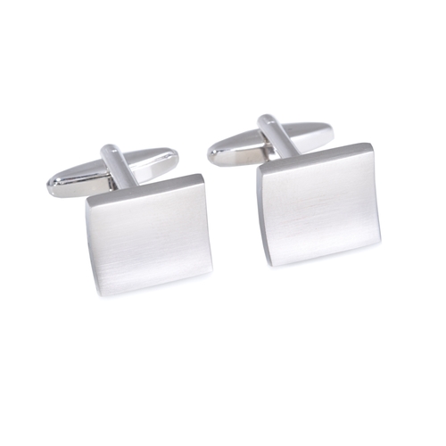 Bey-Berk International J145 Rhodium Plated Square Concave Cufflinks in