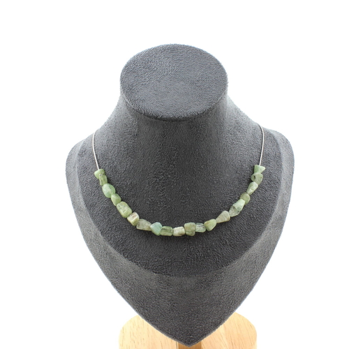 Green Apatite from Madagascar 20 beads necklace.