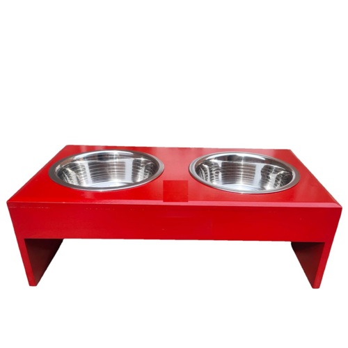 Sabri SHOPEE Handcrafted Wooden Dog Feeder Stand with Dual Stainless