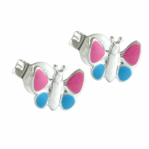 earrings pink butterflies silver 925