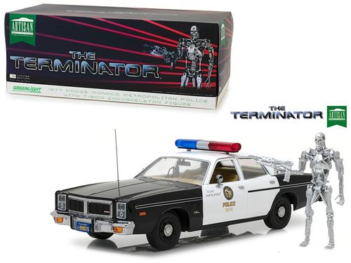 1977 Dodge Monaco Metropolitan Police with T-800 Endoskeleton Figure