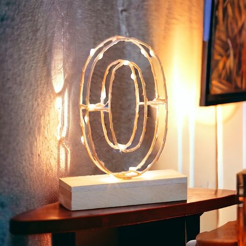 Light Up Letter O Wire Frame Copper Rose Gold Alphabet Light