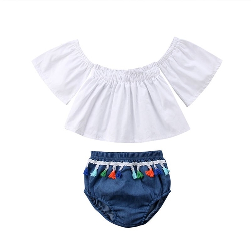 Summer Toddler Baby Girls Off Shoulder Tops Shorts