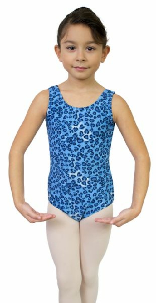 Child Blue Leopard Print Tank Leotard