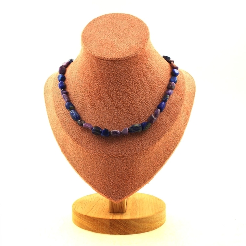 Lapis Lazuli from Pakistan + Charoite from Russia beads necklace.