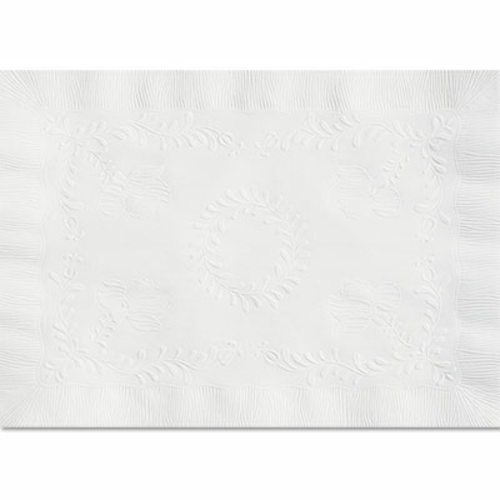 Hfm TC8704472 Anniversary Embossed Scalloped Edge Tray Mat - White