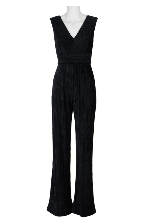 Adrianna Papell V-Neck Sleeveless Zipper Back Velvet Jumpsuit