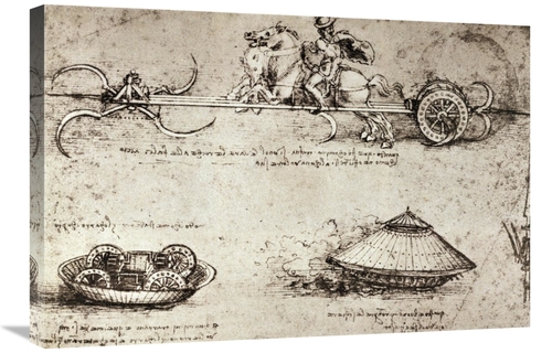 Global Gallery GCS-277247-30-142 30 in. Military Inventions Sketches A