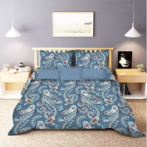 250 TC Cotton Double Printed Flat Bedsheet  (Pack of 1, Multicolor)