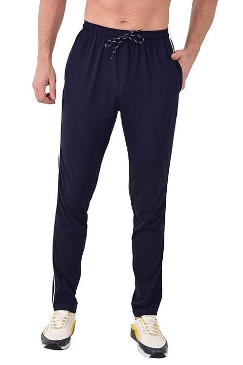 Men NAVY BLUE Regular fit Cotton Trackpants Size L