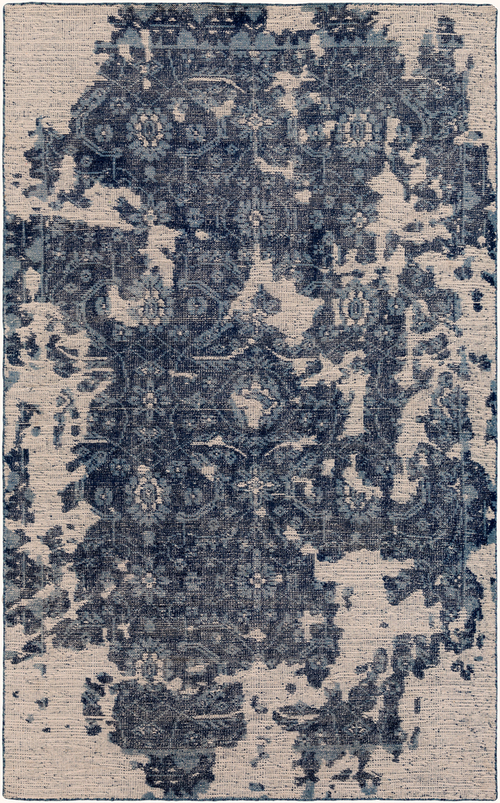 Surya HOO1000-69 Hoboken Area Rug - Medium Gray, Navy & Cream - 6 