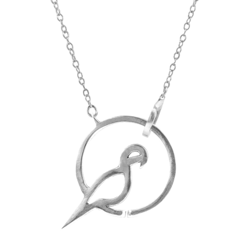 Perched Parrot Link Paradise Silver Necklace