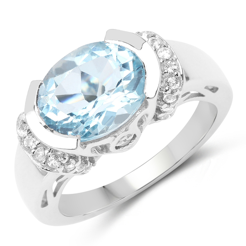 4.59 Carat Genuine Blue Topaz and White Topaz .925 Sterling Silver