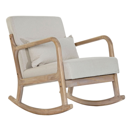 Armchair DKD Home Decor Beige Natural Rubber wood Sixties 66 x 85 x 81