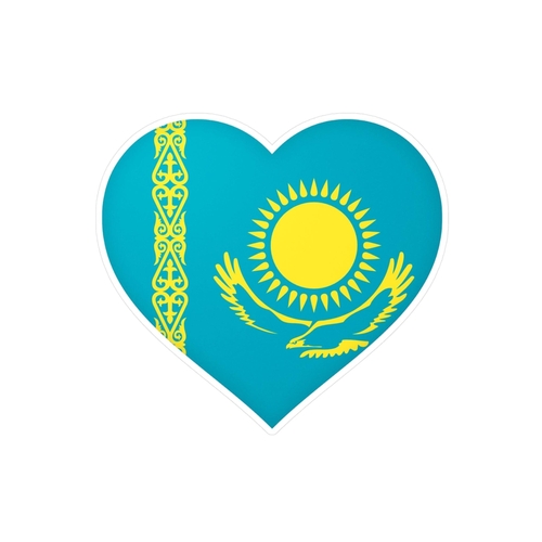 Autocollant en coeur Drapeau du Kazakhstan en plusieurs tailles