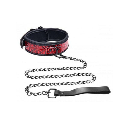 Crimson Tied Chained Collar With Leash