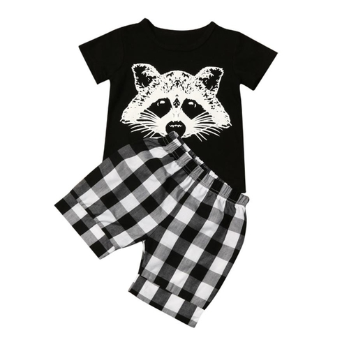 Toddler Baby Boy Fox T Shirt Tops Plaid