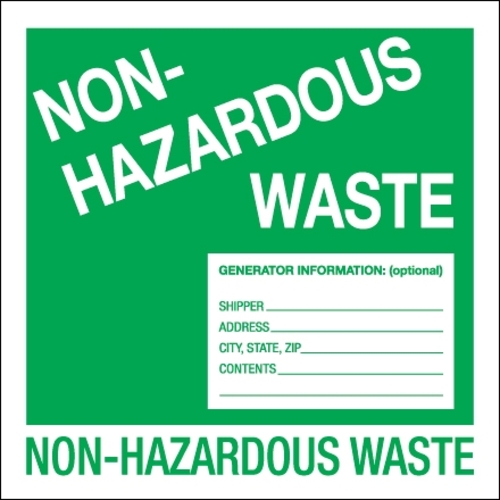 Tape Logic DL1302 6 x 6 in. - Non-Hazardous Waste Labels, Green & 