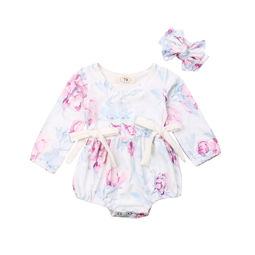 2PCS Newborn Baby Girl Autumn Bodysuits Clothes