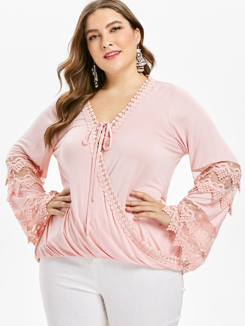  Plus Size Spring Autumn Pink Color Mesh