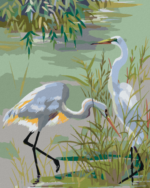 Paint by Numbers - TWO HERONS AT THE LAKE