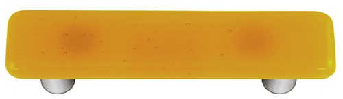 Hot Knobs HK1013-PA Medium Amber Rectangle Glass Cabinet Pull - Alumin