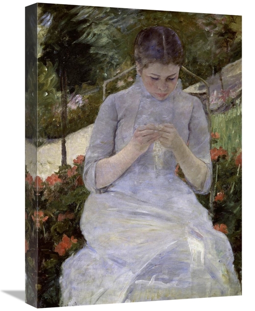 Global Gallery GCS-277008-22-142 22 in. Young Woman Sewing in the Gard