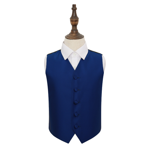 Solid Check Waistcoat - Boys - Royal Blue, 26'