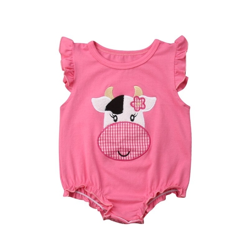 Cute Newborn Baby Girl Cotton Bodysuit Summer