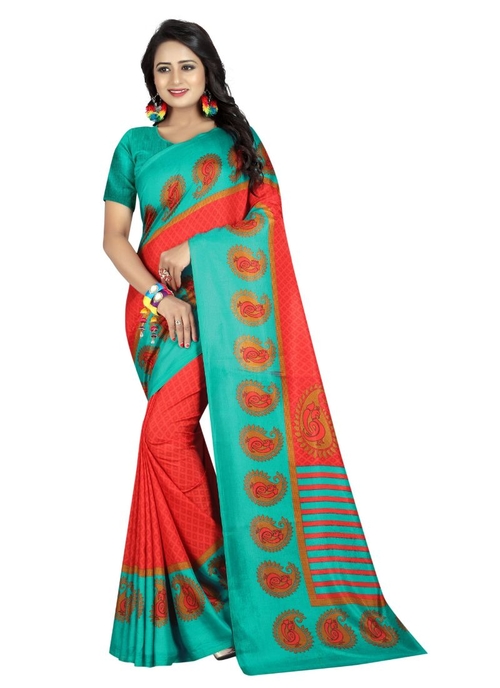 Generic Women's Polyester Saree(Red, 5.5-6mtrs)