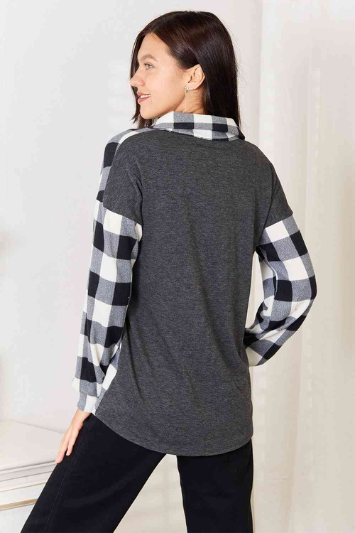 Heimish Solid Plaid Contrast Shacket