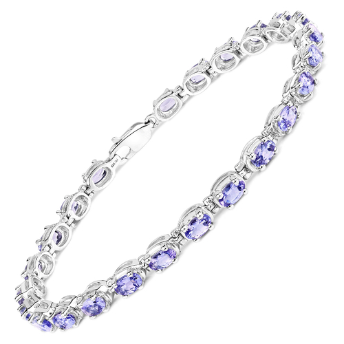 6.25 Carat Genuine Tanzanite .925 Sterling Silver Bracelet