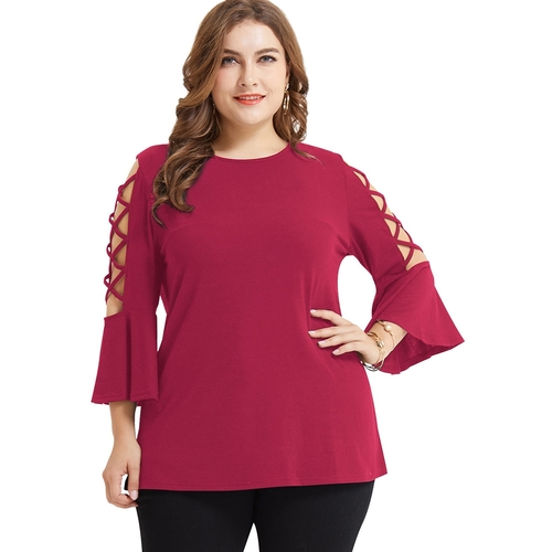  Spring Women Plus Size Criss Cross Flare