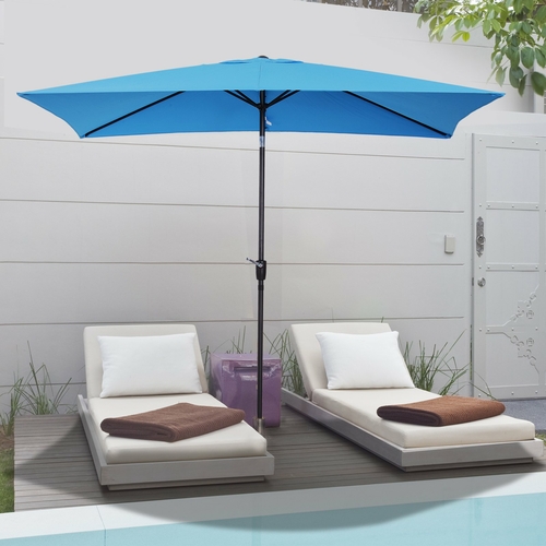 Outsunny 6.5x10ft Rectangle Tilt Patio Umbrella Garden Market Parasol