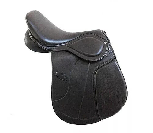 English Jumping Close Contact Black Leather Horse Saddle 15" to 18"