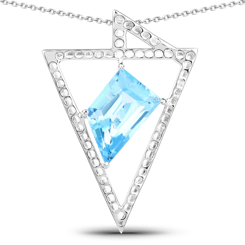 5.00 Carat Genuine Swiss Blue Topaz .925 Sterling Silver Pendant