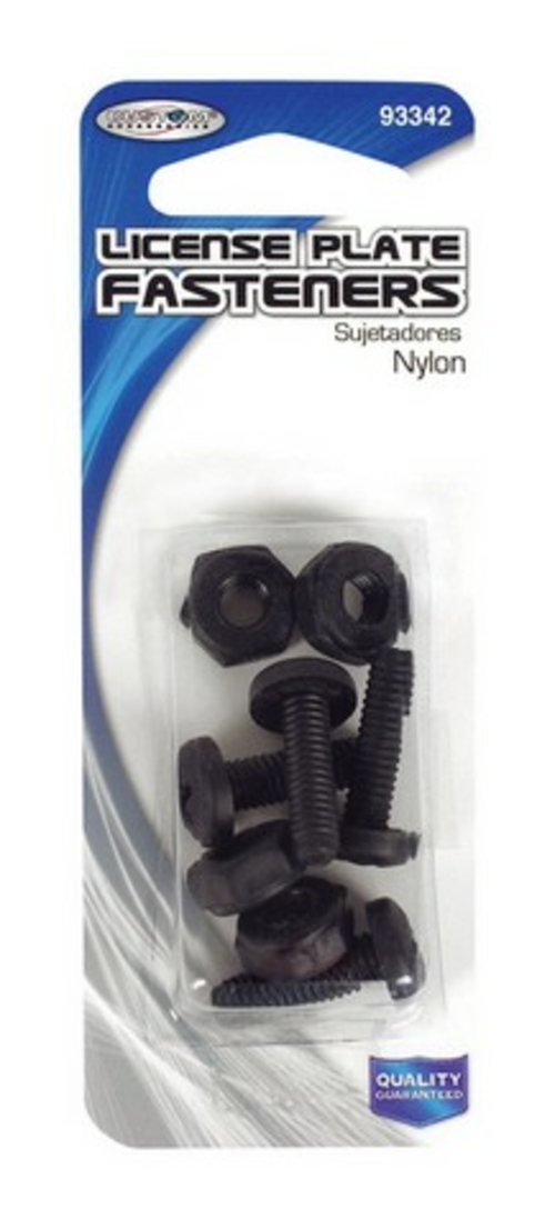 Custom Accessories 93342 Black Nylon License Plate Fasteners  