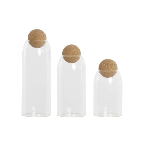 3 Tubs DKD Home Decor 9,5 x 9,5 x 28,4 cm Natural Transparent Cork