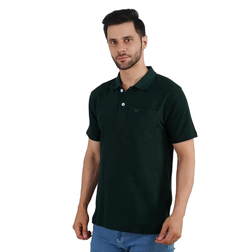 Mens Cotton Matty Premium Fabric Polo T-Shirt (Size-L) (Color-OLIVE)