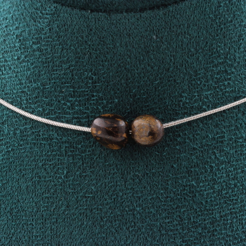 Bronzite from Brazil 2 beads necklace.