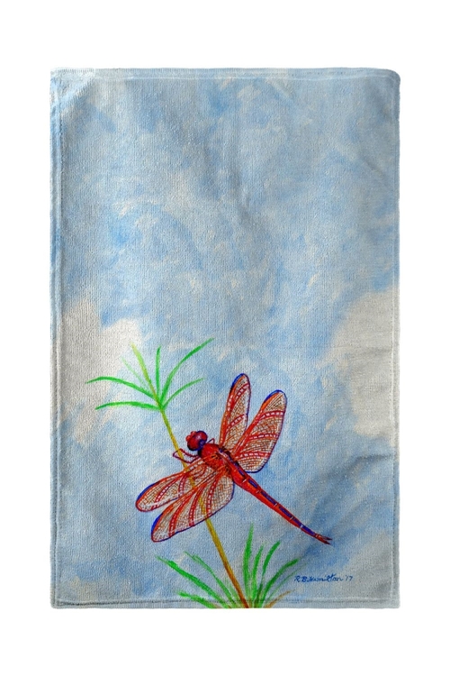 Main Betsy Drake BT773 30 x 50 in. Red Dragonfly Beach Towel image